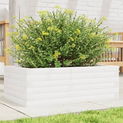 vidaXL Garden Planter White 70x40x23 cm Solid Wood Pine - Garden Planter vidaXL Garden Planter White 70x40x23 cm Solid Wood Pine - Garden Planter