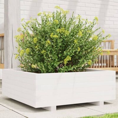vidaXL Garden Planter White 70x70x26.5 cm Solid Wood Pine - Garden Planter vidaXL Garden Planter White 70x70x26.5 cm Solid Wood Pine - Garden Planter