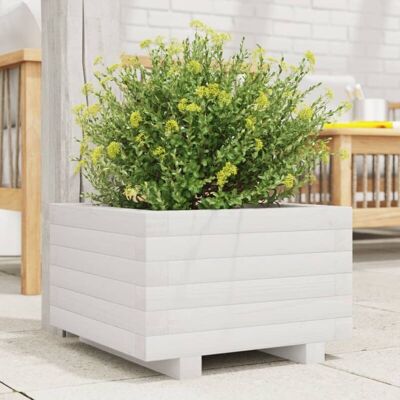 vidaXL Garden Planter White 40x40x26.5 cm Solid Wood Pine - Garden Planter vidaXL Garden Planter White 40x40x26.5 cm Solid Wood Pine - Garden Planter