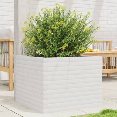 vidaXL Garden Planter White 60x60x45.5 cm Solid Wood Pine - Garden Planter vidaXL Garden Planter White 60x60x45.5 cm Solid Wood Pine - Garden Planter