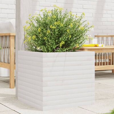 vidaXL Garden Planter White 50x50x45.5 cm Solid Wood Pine - Garden Planter vidaXL Garden Planter White 50x50x45.5 cm Solid Wood Pine - Garden Planter