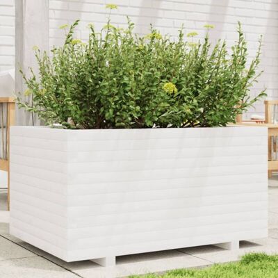 vidaXL Garden Planter White Solid Wood Pine - 90x60x49.5 cm - Garden Planter vidaXL Garden Planter White Solid Wood Pine - 90x60x49.5 cm - Garden Planter