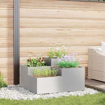 vidaXL Garden Planter Silver Stainless Steel 100x100x48cm Plant Container vidaXL Garden Planter Silver Stainless Steel 100x100x48cm Plant Container