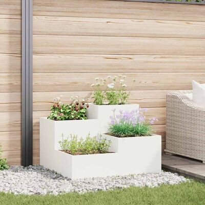 vidaXL White Plastic Rectangular Garden Planter - Plant Container vidaXL White Plastic Rectangular Garden Planter - Plant Container