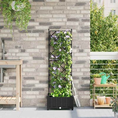 VidaXL Garden Planter with Lattice Black 40x40x125.5 cm VidaXL Garden Planter with Lattice Black 40x40x125.5 cm