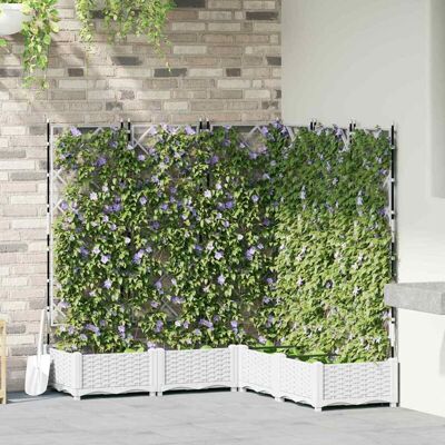 vidaXL Garden Planter with Trellis 5 pcs White 120x120x125.5 cm vidaXL Garden Planter with Trellis 5 pcs White 120x120x125.5 cm