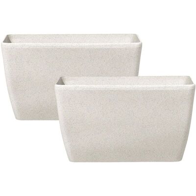 Beliani Plant Pot Beige Stone 74x32x45cm Modern Minimalist Outdoor Indoor Decor Beliani Plant Pot Beige Stone 74x32x45cm Modern Minimalist Outdoor Indoor Decor