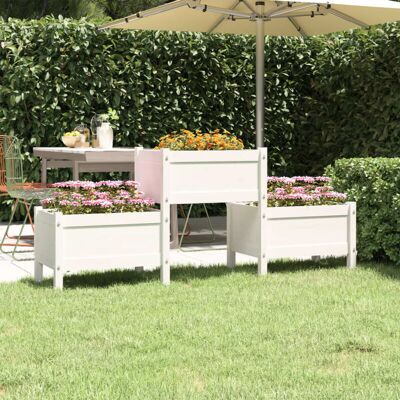 vidaXL Wood Pine Planter - Rustic 3-Box Garden Bed vidaXL Wood Pine Planter - Rustic 3-Box Garden Bed