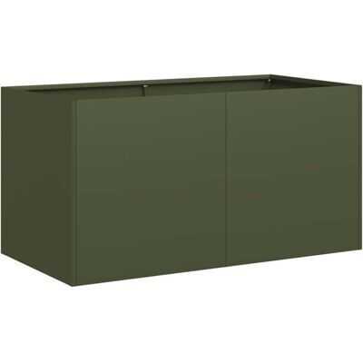 vidaXL Olive Green Steel Plant Pot 80x40x40 cm - Planter vidaXL Olive Green Steel Plant Pot 80x40x40 cm - Planter