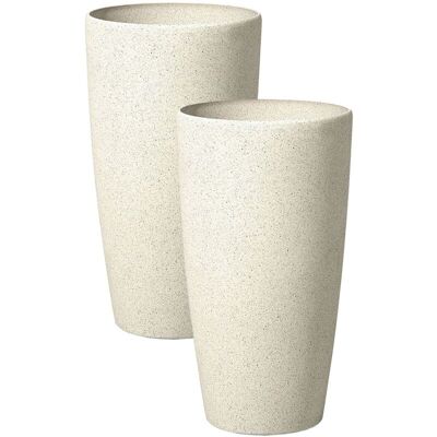 Beliani Set of 2 Plant Pots Beige - Modern Minimalist Outdoor Indoor Decor Beliani Set of 2 Plant Pots Beige - Modern Minimalist Outdoor Indoor Decor