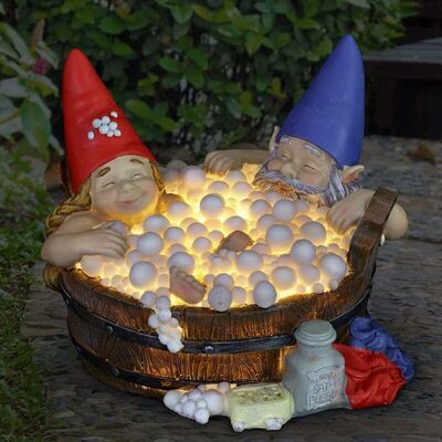 HÉLOISE Solar Garden Ornaments Solar Powered Garden Gnome Statue Funny Gnome Couple Bubble Bath Garden Ornament with Solar Light Outdoor Decoration HÉLOISE Solar Garden Ornaments Solar Powered Garden Gnome Statue Funny Gnome Couple Bubble Bath Garden Ornament with Solar Light Outdoor Decoration