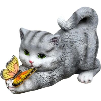HÉLOISE Solar Lights Outdoor Garden Ornaments Solar Cat Garden Ornament Resin Cat Statue led Light Solar Light for Garden Decoration Gray HÉLOISE Solar Lights Outdoor Garden Ornaments Solar Cat Garden Ornament Resin Cat Statue led Light Solar Light for Garden Decoration Gray