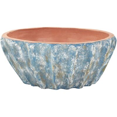 Beliani Blue Oval Terracotta Plant Pot - Garden & Indoor Decor Beliani Blue Oval Terracotta Plant Pot - Garden & Indoor Decor
