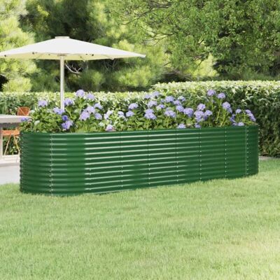 vidaXL Garden Planter - Powder-coated Steel 322x100x68 cm - Green vidaXL Garden Planter - Powder-coated Steel 322x100x68 cm - Green