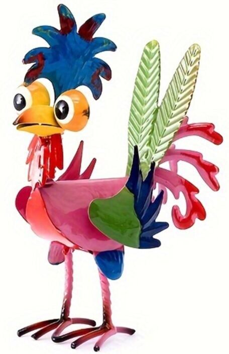 TLILY 1pc, Outdoor Strange Metal Rooster, Yard Rooster Decoration, Decoration Garden Chicken Statue