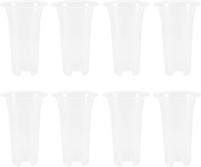 TLILY 5 Inch 8Pcs Clear Flower Pot Planter Plastic Orchid with Holes Tall Plant Pots for Home Shop Decoration