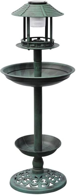 Bird Bath/ Feeder with Solar Light Vidaxl