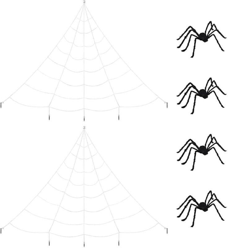 Halloween Spider Decoration with Webs 4 pcs Black white 150 cm vidaXL