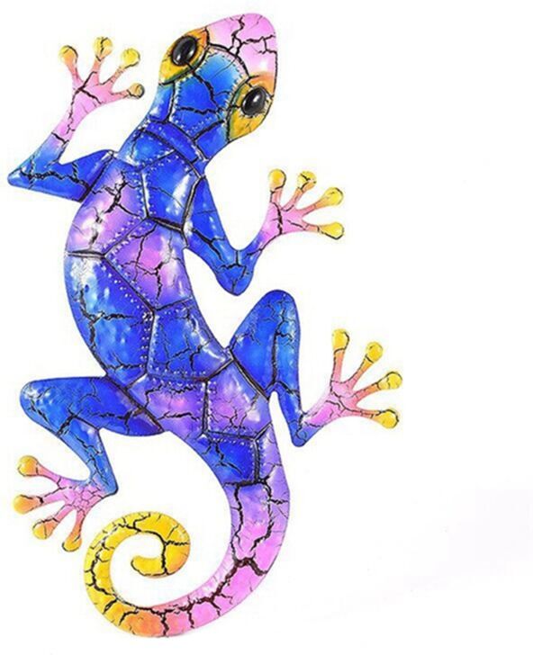 Tlily - Metal Gecko Yard Garden Decoration for Outdoor Statues Home Wall Decor Miniature Sculpture Lizard Ornaments b