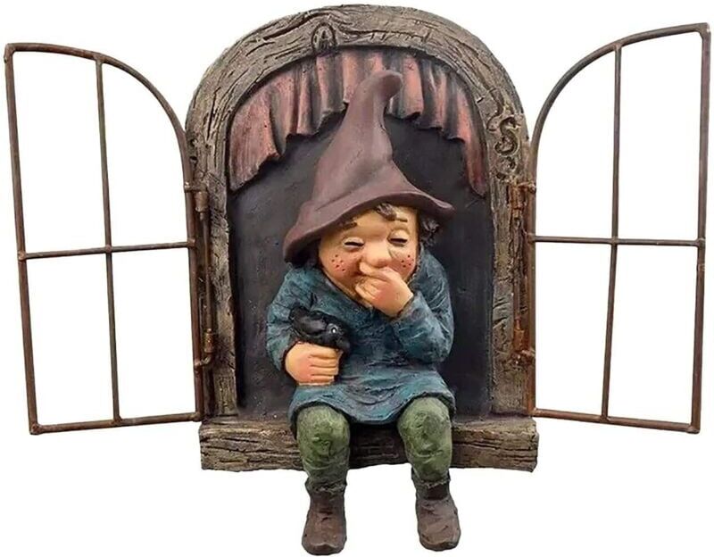 IKODM Mini Resin Garden Gnome, Elf Out The Door Tree Hugger, Fun Tree Sculpture Garden Decoration Patio Lawn Porch Ornament Decorative Garden - b