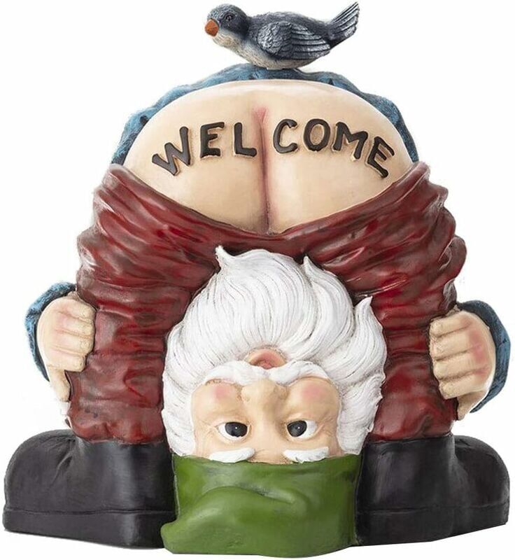 HÉLOISE Outdoor Garden Ornaments, Garden gnome Statue Funny Naked Dwarf Buttocks Welcome Sign Sculpture Resin Miniature Elf Ornament Decoration for Garden