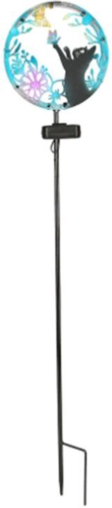 TLILY Outdoor Solar Cat Stake Light Metal Figurine with Lights Garden Decor Patio Lawn