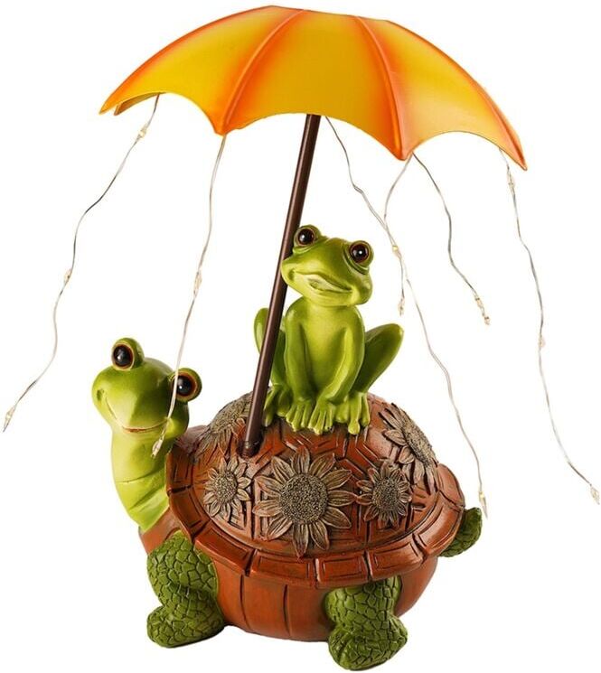 Tlily - Solar Garden Statue Turtle Frog Outdoor Lawn Decoration Art Housewarming Gift