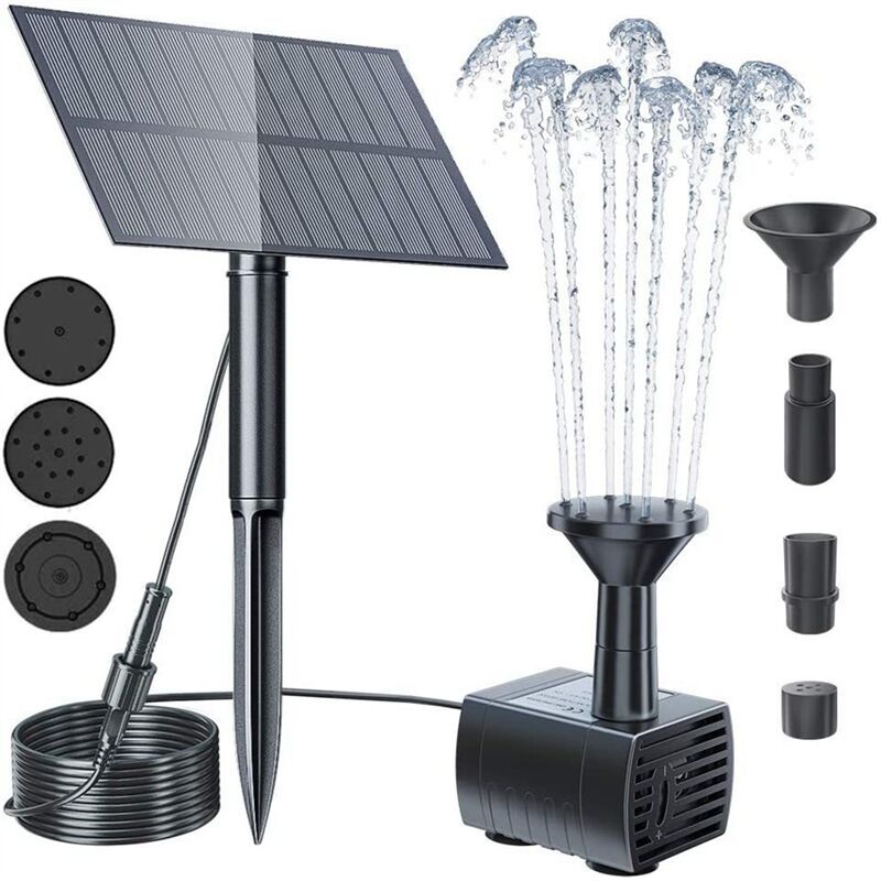 TLILY Solar Water Fountain Pump, Bird Bath Pump Outdoor with Tubing, Powered