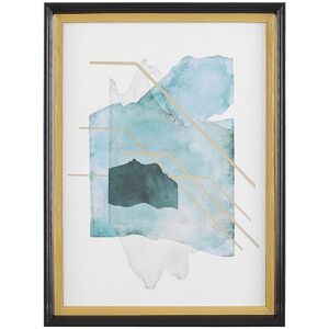 Beliani - Framed Wall Art Print Blue and Gold Watercolour Effect 30 x 40 cm Touba - Blue