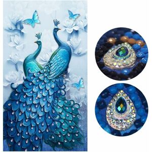 5d Diy Diamond Painting Kit Peacock Pattern Adhesive Picture Handmade With Digital Sets Cross Stitch Wall Decor (50 x 80cm) Denuotop