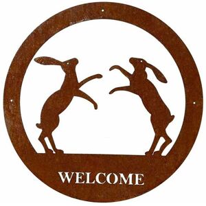 Poppyforge Ltd - Boxing Hare Welcome Wall Art - Large - Steel - W49.5 x H49.5 cm