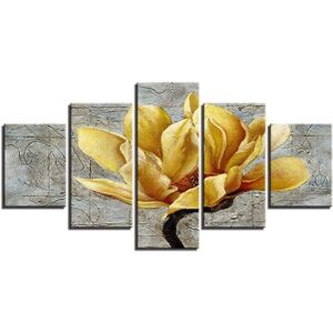 Xuigort - Canvas Artwork for Walls Yellow Flowers hd Inkjet Decorative Paintings Home Kitchen 5 Panel Art Painting Waterproof do not Fade Modern