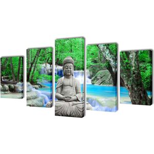 Canvas Wall Print Set Buddha 200 x 100 cm Vidaxl Multicolour