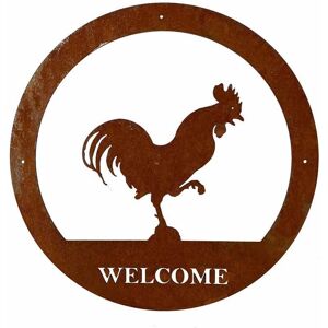 Poppyforge Ltd - Cockerel Welcome Wall Art - Large - Steel - W49.5 x H49.5 cm