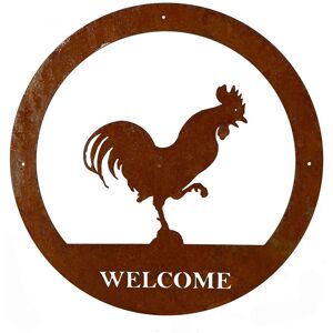 Poppyforge Ltd - Cockerel Welcome Wall Art - Small - Steel - W29.5 x H29.5 cm