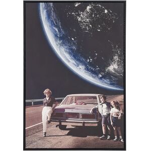 Beliani - Framed Canvas Print Wall Art 63 x 93 cm Retro Planet Moon Multicolour Montese - Multicolour