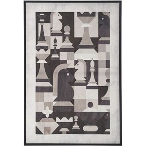 BELIANI Framed Canvas Print Wall Art Geometric Chess Pawn 63 x 93 cm Grey Bando - Grey