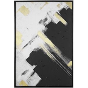 Beliani - Canvas Print Wall Art 93 x 63 cm Polyester mdf Frame Abstract Black White Sora - White