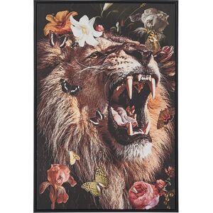 Beliani - Framed Canvas Wall Art Lion Print 63 x 93 cm Animal Motif Multicolour Marradi - Multicolour