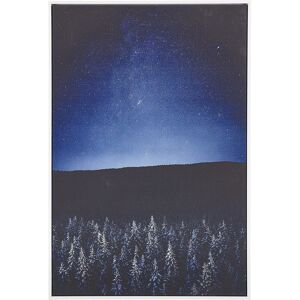 Beliani - Framed Canvas Wall Art Print 63 x 93 cm Night Landscape Blue and Black Loreto - Black