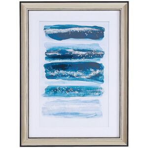 BELIANI Framed Wall Art Print Blue and Brass Frame Watercolour Effect 30 x 40 cm Ferate - Blue