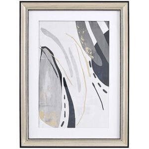 Beliani - Framed Wall Art Print Frame Passe-Partout 30 x 40 cm Abstract Grey Brass Hidmo - Grey