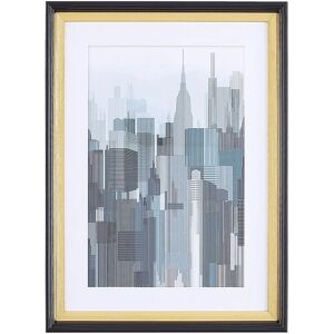 Beliani - Framed Wall Art Print Art Skyscrapers City 60 x 80 cm Blue and Grey Bamako - Grey