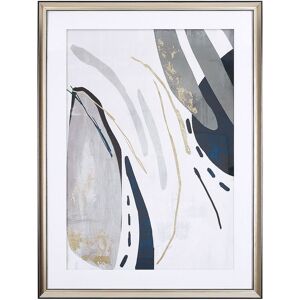 Beliani - Framed Wall Art Print Frame Passe-Partout 60 x 80 cm Abstract Grey Brass Hidmo - Grey