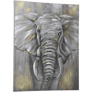 Homcom - Hand-Painted Canvas Wall Art Elephant for Living Room Bedroom, 100x80cm - Grey