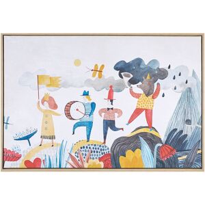 Beliani - Kids Canvas Print Wall Art 63 x 93 cm Synthetic mdf Frame Characters Adventure Motif Multicolour Bibbiena - Multicolour