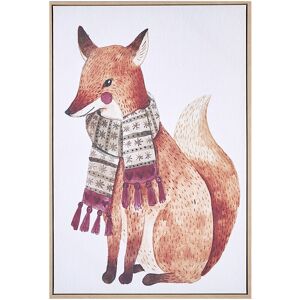 Beliani - Kids Canvas Print Wall Art 93 x 63 cm Synthetic mdf Frame Animal Motif Fox Brown Muccia - Brown