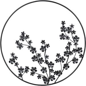 Beliani - Modern Wall Decor Floral in Frame Metal Round Wall Art ⌀ 70 cm Accent Piece Black Strontium - Black