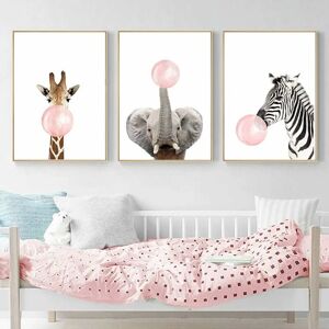 PESCE Nordic Ideas 3 Posters Giraffe Lion Elephant Posters Cloud Moon Stars Baby Room Decoration Kids Girl Boy Wall Picture Gift No Frame PTAN001-XL
