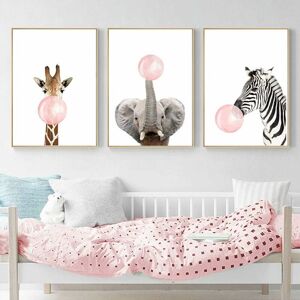 PESCE Nordic Ideas 3 Posters Giraffe Lion Elephant Posters Cloud Moon Stars Decoration Baby Room Kids Girl Boy Wall Picture Gift No Frame PTAN001-XL